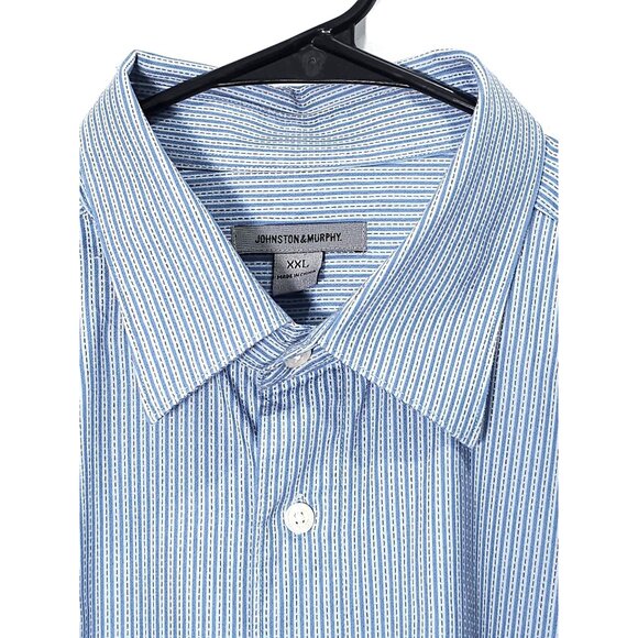 Johnston & Murphy XXL Blue Striped Mens Dress Shirt - Picture 2 of 11
